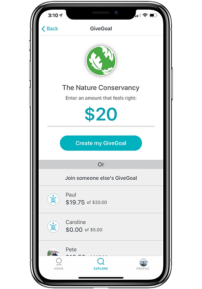 Social crowdfunding with GiveTide, create custom fundraising goals and share them with friends and family to multiply your impact.