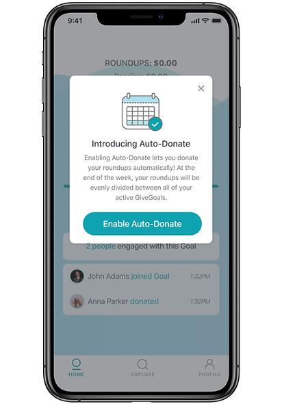 Automatically round up and donate spare change for charity with GiveTide: Enable Auto-Donate to automatically donate your spare change at the end of every week.