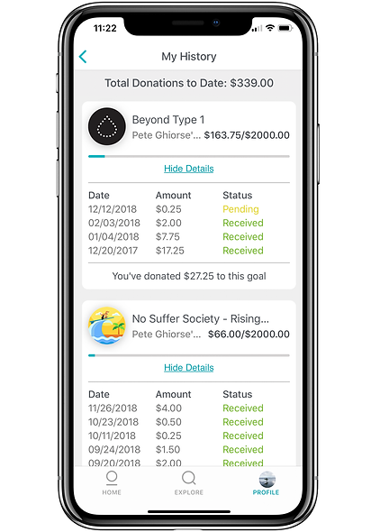Keep track of your Real Time Giving History with GiveTide: no more digging through email receipts. Your entire donation history in one place.